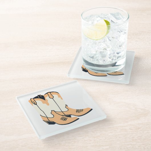 Brown Cowboy Boots Glazen Onderzetter (Schuin)