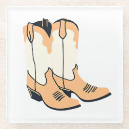 Brown Cowboy Boots Glazen Onderzetter