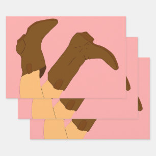 Brown Cowboy Boots Inpakpapier Vel