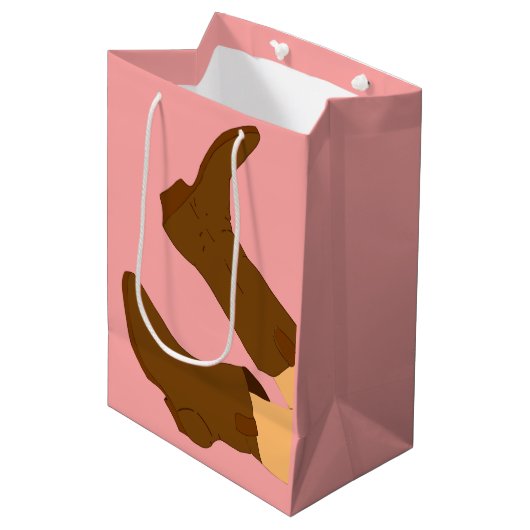 Brown Cowboy Boots Medium Cadeauzakje (Voorkant Gekanteld)