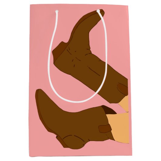 Brown Cowboy Boots Medium Cadeauzakje (Voorkant)