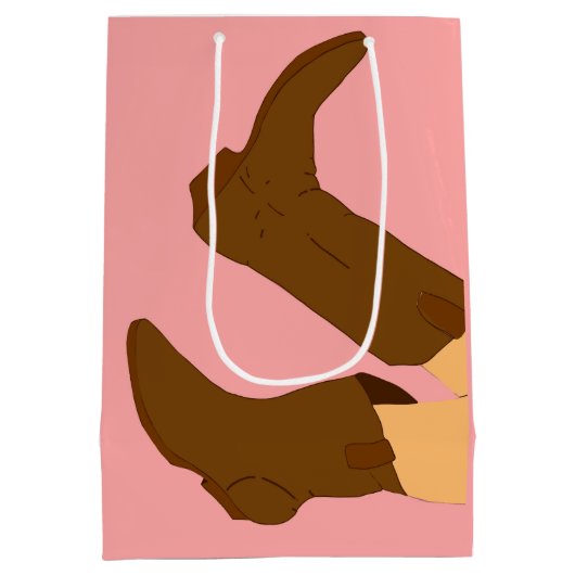 Brown Cowboy Boots Medium Cadeauzakje (Achterkant)