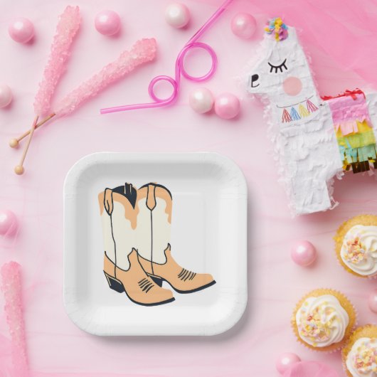 Brown Cowboy Boots Papieren Bordje (Feest)