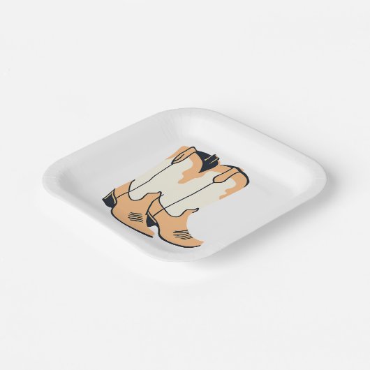 Brown Cowboy Boots Papieren Bordje (Gebogen)