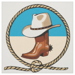 Brown Cowboy Boots Pet Rodeo Cirkel printpatroon Stof