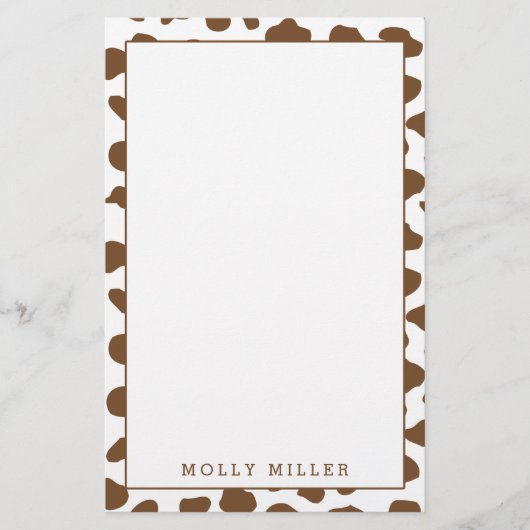 Brown Cowboy Cow Print Stationery Briefpapier (Voorkant)