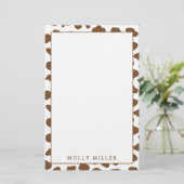 Brown Cowboy Cow Print Stationery Briefpapier (Staand voorkant)