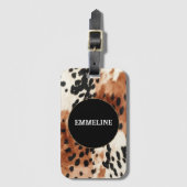 Brown Cream Animal Koeienhuid Bagagelabel (Voorkant (verticaal))
