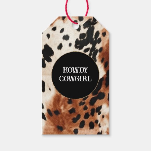 Brown Cream Animal Koeienhuid Cadeaulabel (Voorkant)