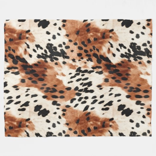 Brown Cream Animal Koeienhuid Fleece Deken (Voorkant (Horizontaal))