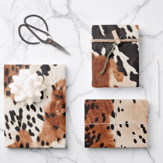 Brown Cream Animal Koeienhuid Inpakpapier Vel (Voorkant)