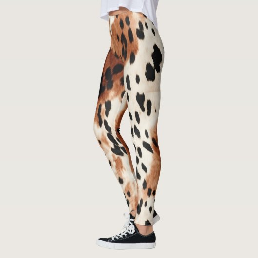 Brown Cream Animal Koeienhuid Leggings (Links)