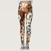 Brown Cream Animal Koeienhuid Leggings (Voorkant)