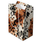 Brown Cream Animal Koeienhuid Medium Cadeauzakje (Achterkant Gekanteld)