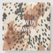 Brown Cream Animal Koeienhuid Stenen Onderzetter (Voorkant)