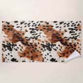 Brown Cream Animal Koeienhuid Strandlaken (Voorkant)