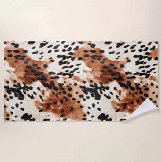 Brown Cream Animal Koeienhuid Strandlaken (Voorkant)