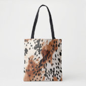 Brown Cream Animal Koeienhuid Tote Bag (Voorkant)