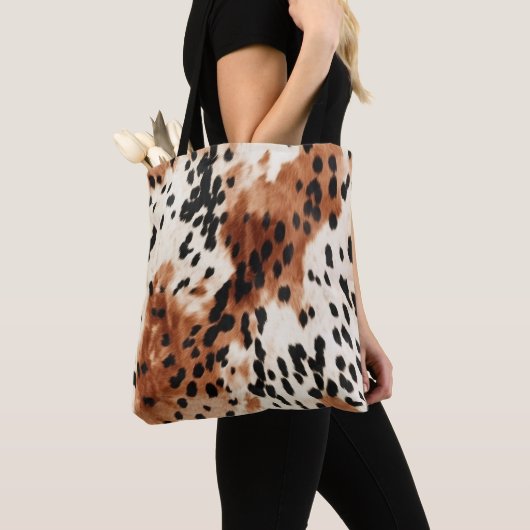 Brown Cream Animal Koeienhuid Tote Bag (Dichtbij)