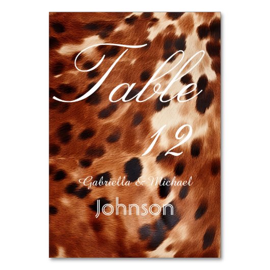 Brown Cream Black Koeienhuid Tafelnummer (Voorkant)