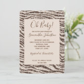 Brown Cream Blush Zebra Glitter Baby shower Kaart (Staand voorkant)