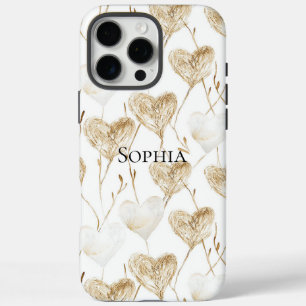 Brown Cream Boho Hearts iPhone 16 Pro Max Hoesje