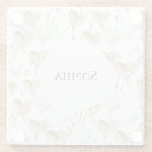 Brown Cream Boho Hearts Glazen Onderzetter (Achterkant)