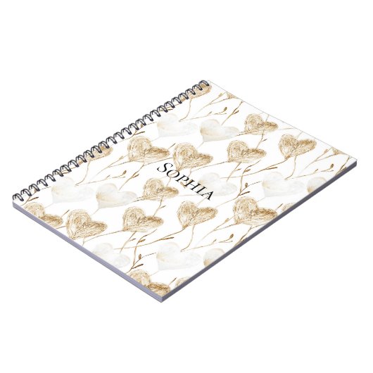 Brown Cream Boho Hearts Notitieboek (Linkerzijde)