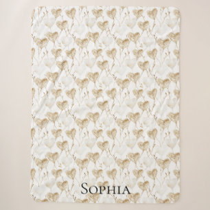 Brown Cream Boho Hearts Sherpa Deken