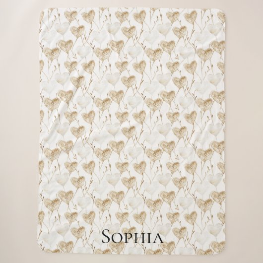 Brown Cream Boho Hearts Sherpa Deken (Voorkant)