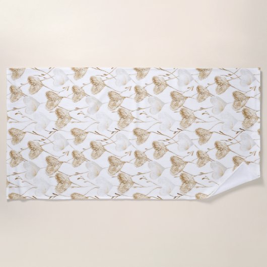 Brown Cream Boho Hearts Strandlaken (Voorkant)