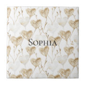 Brown Cream Boho Hearts Tegeltje (Voorkant)