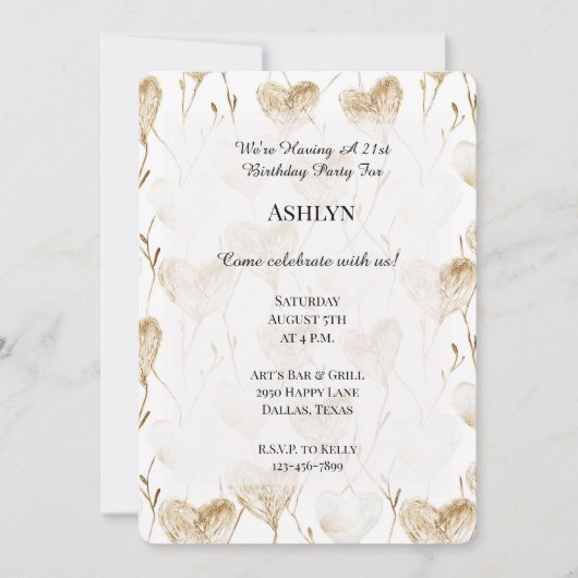 Brown Cream Boho Hearts Verjaardag Kaart (Voorkant)