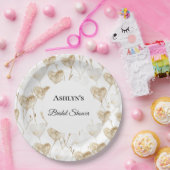 Brown Cream Boho Hearts Vrijgezellenfeest Papieren Bordje (Feest)