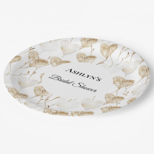 Brown Cream Boho Hearts Vrijgezellenfeest Papieren Bordje (Gekanteld)