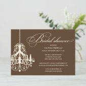 BROWN & CREAM CHANDELIER | VRIJGEZELLENFEEST INVIT KAART (Staand voorkant)