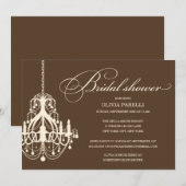 BROWN & CREAM CHANDELIER | VRIJGEZELLENFEEST INVIT KAART (Voorkant / Achterkant)