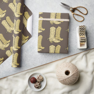 Brown Cream Cowboy laarzen Cadeaupapier