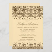 Brown & Cream Damask Bridal Shower Invitation Kaart (Voorkant / Achterkant)