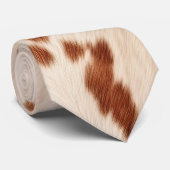 Brown Cream Faux Cow Print Stropdas (Opgerold)