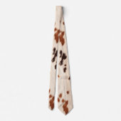 Brown Cream Faux Cow Print Stropdas (Achterkant)