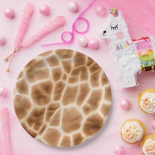 Brown Cream Giraffe Dierensafari Papieren Bordje (Feest)