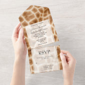 Brown Cream Giraffe Safari All In One Uitnodiging (Afscheurbaar)