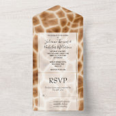 Brown Cream Giraffe Safari All In One Uitnodiging (Binnen)