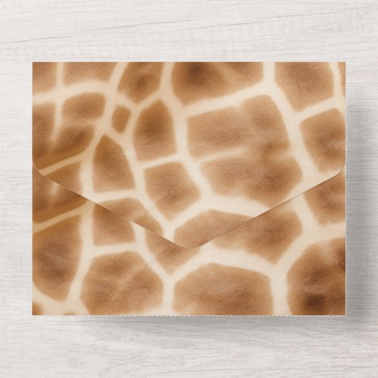 Brown Cream Giraffe Safari All In One Uitnodiging (Achterkant)