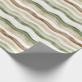 Brown Cream Green Stripes Cadeaupapier (Hoek)