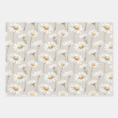 Brown Cream Green Stripes Daisies Birthday Inpakpapier Vel (Voorkant 2)