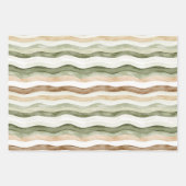 Brown Cream Green Stripes Daisies Birthday Inpakpapier Vel (Voorkant)