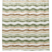 Brown Cream Green Stripes Douchegordijn (Voorkant)