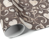 Brown Cream Hearts Bridal Shower Cadeaupapier (Rol Hoek)